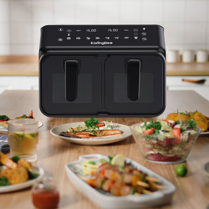 AirFryer Frytkownica dwukomorowa z okienkiem KaringBee 2200W 2x4L